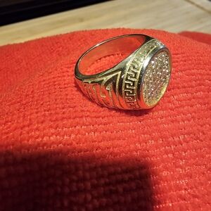 - Men's 18k gold plated ring sz 8. Not solid gold.